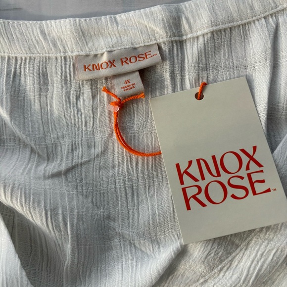 Knox Rose White Midi Dress 4X Button Up V-Neck Eyelet Pockets Short Sleeve NWT - Picture 7 of 12